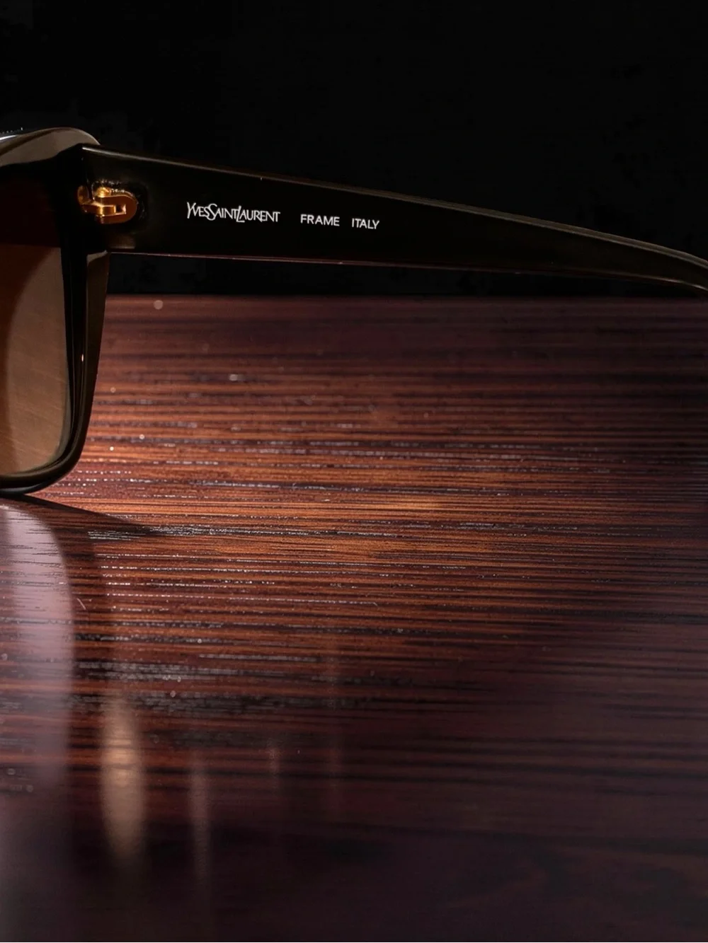 Vintage Yves Saint Laurent Black Cat-Eye Sunglasses with Gold Accents- NOS